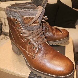 Bull Boxer Brown Leather Ankle Lace-Up Boots